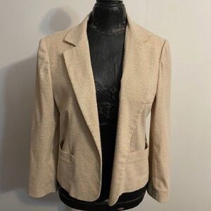 James Kenrob by Dalton Vintage Cream/Peach/Green tweed open blazer, size 14
